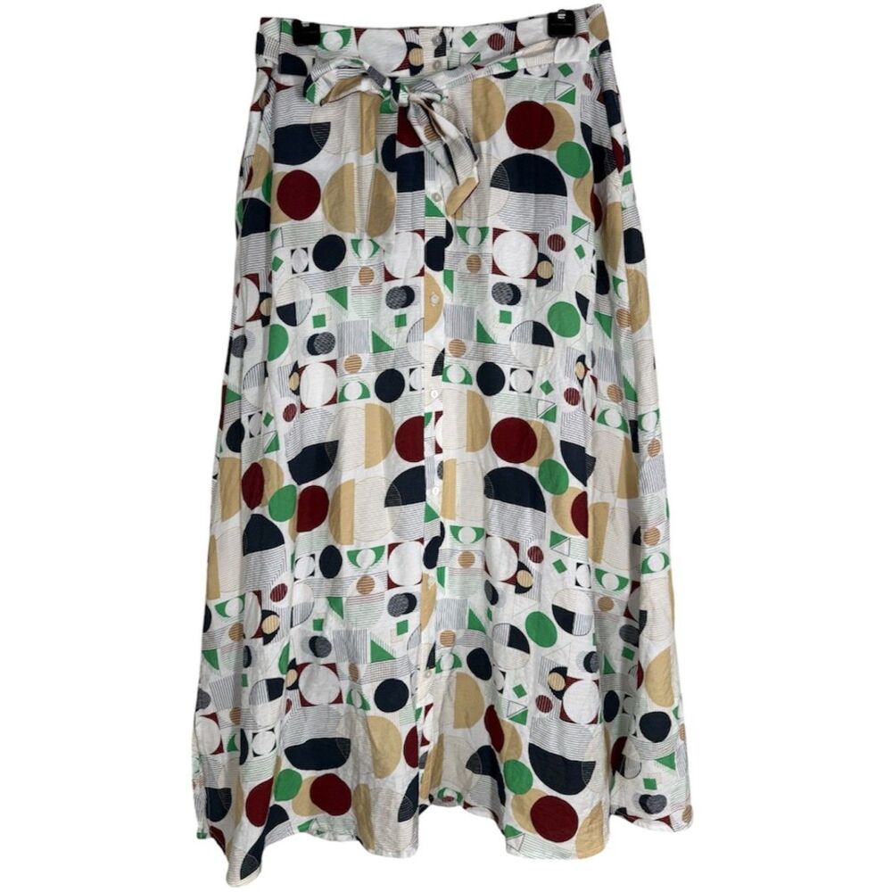 Ichi Womens Polka Dot Maxi Skirt Sz 8 Button Up Vacation Cruise Beachy Euro